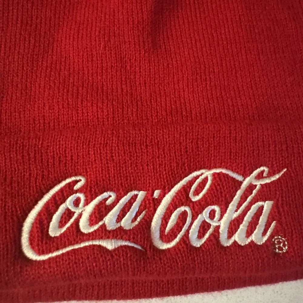 Coca-Cola Red‎ Beanie Hat One Size Cuffed Pom Pom